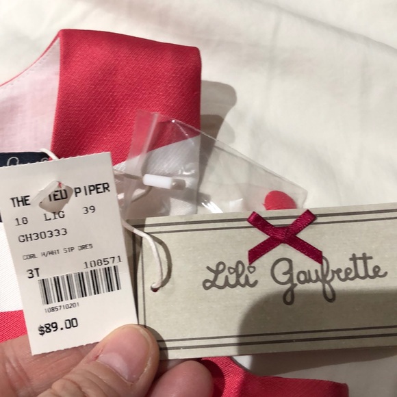 Lili Gaufrette melon white 3T dress NWT satin poly - Picture 3 of 8